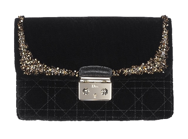 Dior Black Suede Miss Dior Clutch Bag