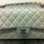 Chanel Beige Patent Classic Medium Flap Bag