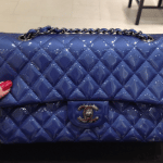 Chanel Blue Patent Classic Flap Small Bag