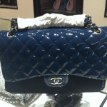 Chanel Blue Patent Classic Small Flap Bag
