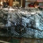Chanel Silver Python Classic Jumbo Flap Bag