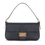 Fendi Black Leather Baguette Bag