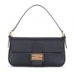 Fendi Black Leather Baguette Bag