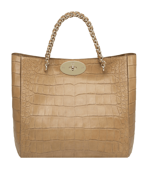Mulberry Biscuit Brown Soft Croc Print Cecily Tote Bag