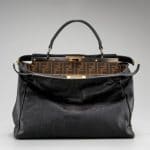 Fendi Black Zucca-Lined Peekaboo Medium Bag