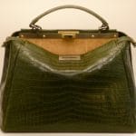 Fendi Dark Green Croc Peekaboo Large Bag