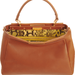 Fendi Honey:Yellow Snakeprint-Lined Peekaboo Small Bag