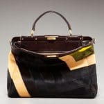 Fendi Multicolor Patchwork Calf Hair Peekaboo Large Bag