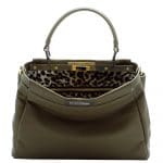 Fendi Olive Leopard-Print Peekaboo Large Bag