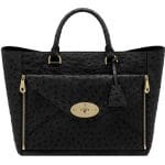 Mulberry Black Ostrich Willow Tote Medium Bag