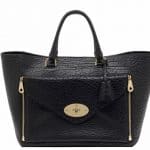 Mulberry Black Shrunken Calf Willow Tote Oversized Bag