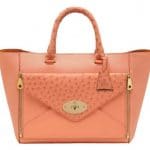 Mulberry Bright Apricot Classic Calf:Ostrich Mix Willow Tote Small Bag