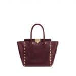 Valentino Burgundy Rockstud Double Handle Tote Bag