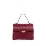 Valentino Burgundy Rockstud Tote Bag