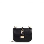 Valentino Black Platinum Studs Rockstud Flap Small Bag