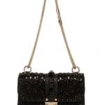 Valentino Black Rockstud Embroidered Lock Shoulder Bag