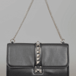 Valentino Black Rockstud Flap Large Bag