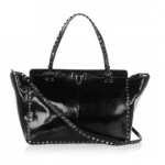 Valentino Black Rockstud Python Shopper Tote Large Bag