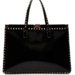 Valentino Black Rockstud Studded Frame Tote Bag