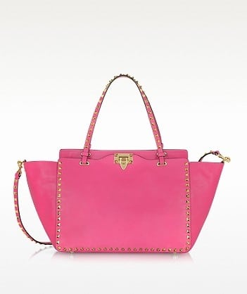 Authentic Valentino Garavani Rockstud Tote Bag In Hot Pink