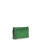 Valentino Green Rockstud Flap Clutch Bag 1