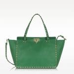 Valentino Green Rockstud Shopper Tote Medium Bag
