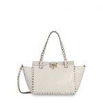 Valentino Ivory Rockstud Small Shopper Tote Bag