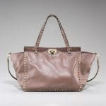 Valentino Light Brown Rockstud Shopper Tote Medium Bag