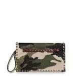 Valentino Military Green Rockstud Clutch Bag