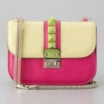 Valentino Soft Yellow/Pop Fuchsia Glam Lock Flap Small Bag