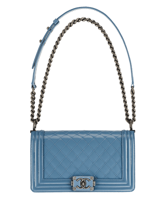 Chanel Light Blue Patent Boy Flap Medium Bag