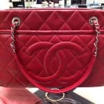 Chanel Red Timeless CC Soft Medium Shopper Tote Bag