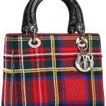 Dior Red Embroidered Lady Dior Tartan Bag