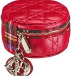 Dior Red Lady Dior Tartan Round Zipped Pouch Bag