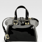 Fendi Black Patent/Canvas Chameleon Small Bag