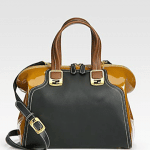Fendi Black/Tan Patent/Leather Chameleon Small Bag