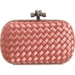 Bottega Veneta Appia Brown-Red Satin Knot Clutch Bag