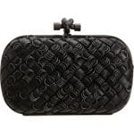 Bottega Veneta Black Intrecciato Rings Knot Clutch Bag