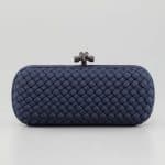 Bottega Veneta Blue Intrecciato Silk Stretch Knot Clutch Bag