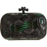 Bottega Veneta Irish Green Snakeskin Passamaneria Knot Clutch Bag