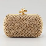 Bottega Veneta Matte Gold Knot Clutch Bag