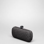 Bottega Veneta Nero Intrecciato Silk Stretch Knot Clutch Bag