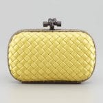 Bottega Veneta Yellow Satin Knot Clutch Bag