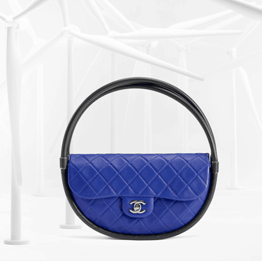 CHANEL Quilted Lambskin Small Hula Hoop Flap Dark Blue 1070877