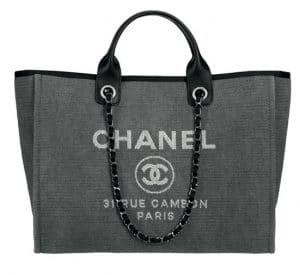 Chanel Dark Grey Deauville Tote Large Bag