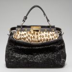 Fendi Black Beaded Snakeskin Peekaboo Mini Bag