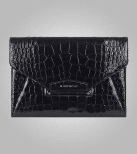 Givenchy Black Crocodile Print Antigona Clutch Bag