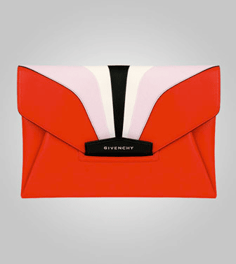 Givenchy Orange Medium Antigona Envelope Clutch Bag Leather Pony