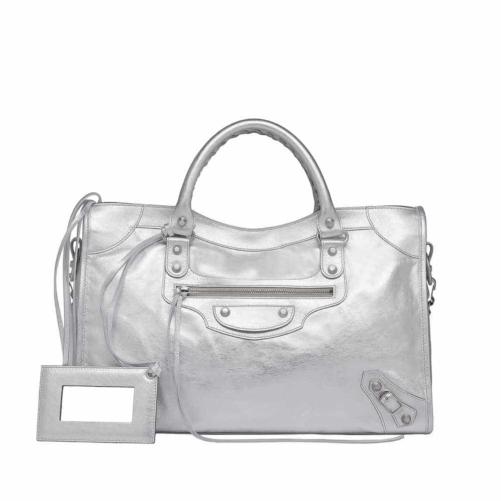 balenciaga metallic silver city