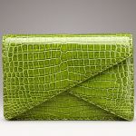 Bottega Veneta Green Croc Clutch Bag